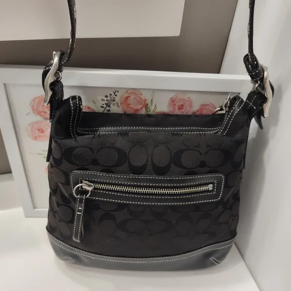 Vintage Y2K Coach Hailey #9362 Signature Monogram Canvas & Leather Crossbody Bag - Picture 15 of 16